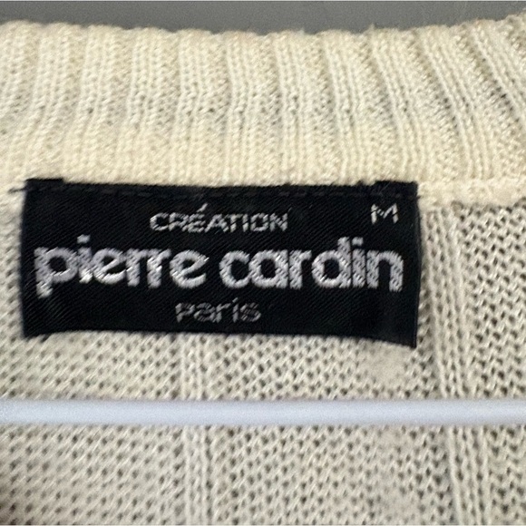Vintage 90s Pierre Cardin Luxury Cream Short Sleeve  Wool Vest Sweater - Picture 4 of 6